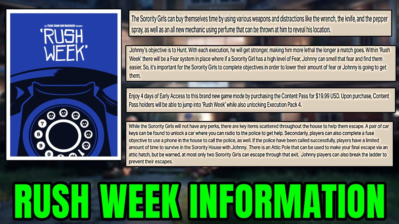 Rush Week INFORMATION + EXECUTION PACK 4 | The Texas Chainsaw Massacre Game
