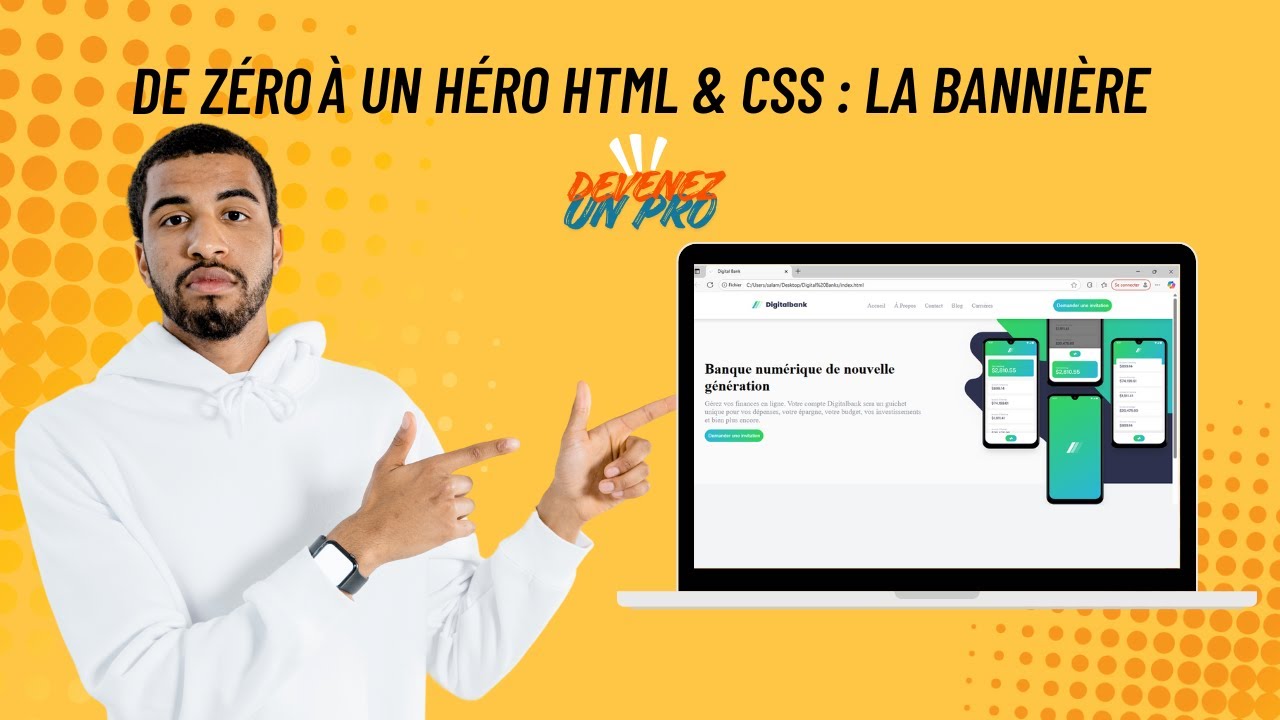 De z&eacute;ro &agrave; pro &ndash; &Eacute;pisode 2 : Cr&eacute;e la banni&egrave;re (Hero) de ton site web avec HTML & CSS