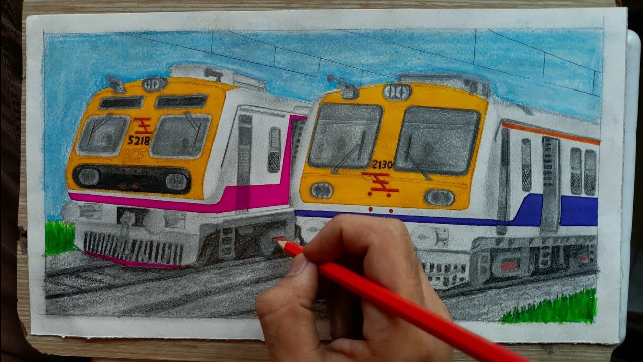 Drawing Mumbai Local train! Siemens and Bombardier Rake Together! Indian Railways 🚂