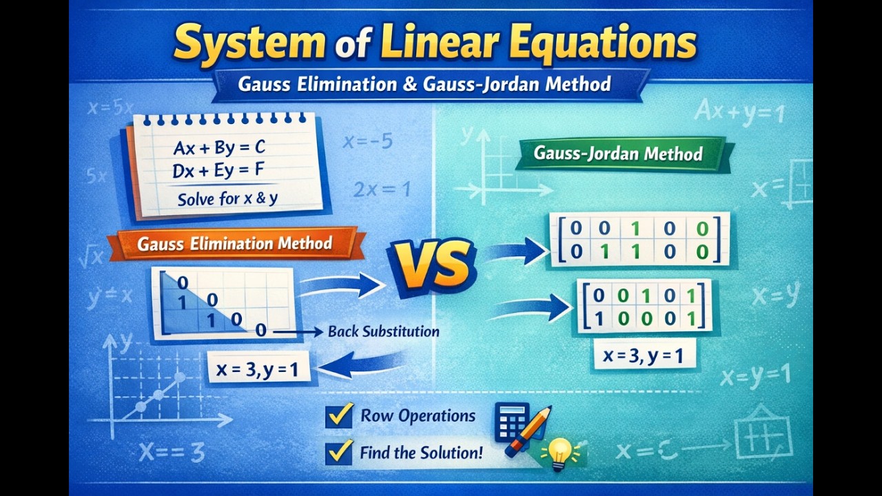#System of Linear Equation by Gauss Elimination & Gasuss Jordan Method:~