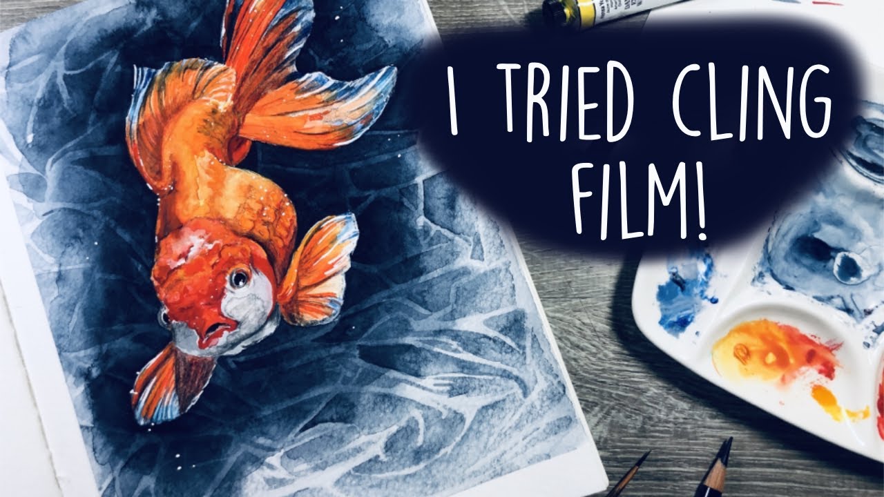 Trying the CLING FILM technique with WATERCOLORS!