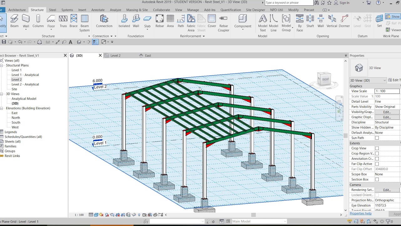 Bài 4 : Hướng dẫn tạo xà gồ trong mô hình nhà thép sử dụng Revit.
