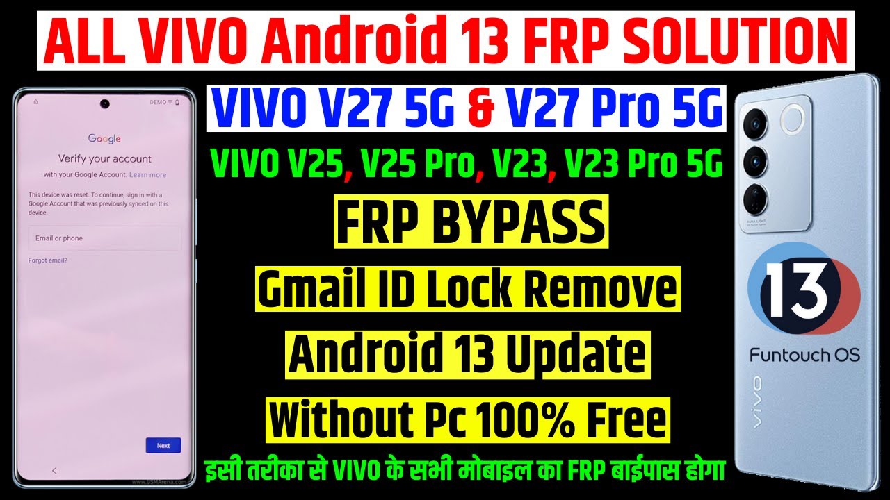 VIVO V27 5g || VIVO V27 Pro 5g Frp Bypass Without Pc ‼️ New Security Android 13 Update