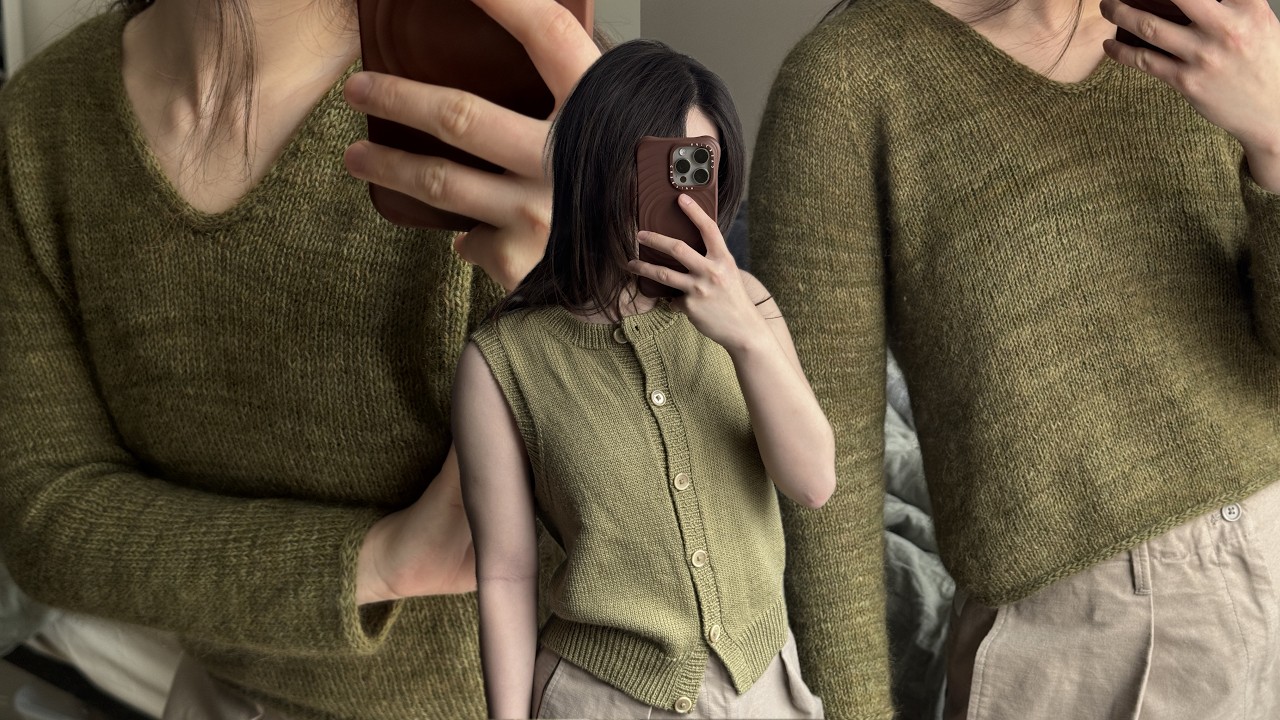 Knitting | Olive green clothing can do no wrong | Maggie Vest & Cumulus Blouse