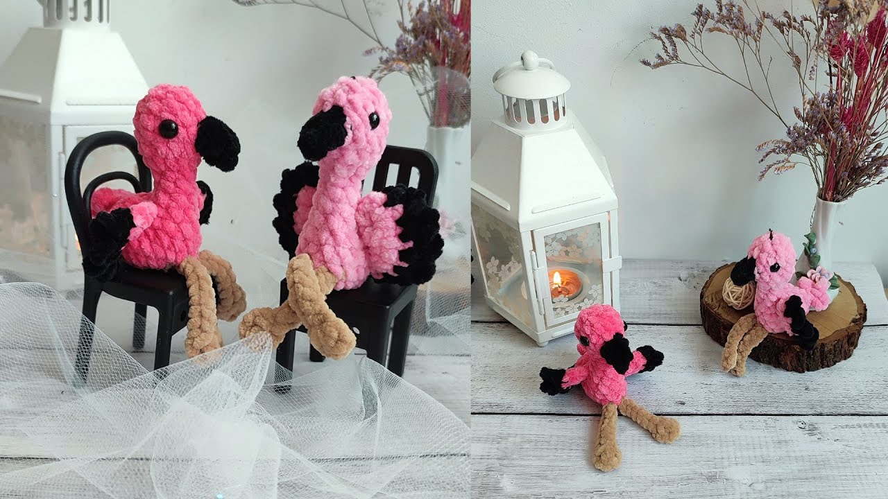 Mini Flamingo Keychain (Beginner Tutorial), Flamingo crochet tutorial, How to Crochet Amigurumi Bird