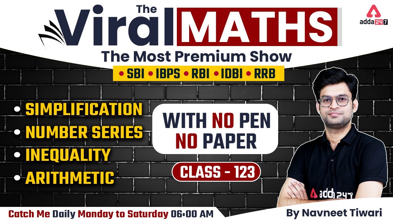 Bank Exams | Simplification | Number Series | Inequality | Arithmetic | Viral Maths 123 | Navneet