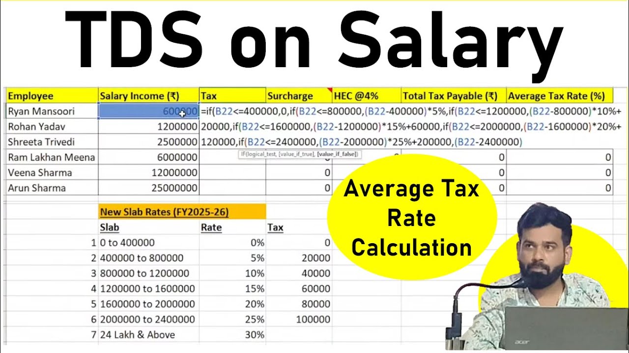 TDS on Salary 25-26 | Old vs New Slab TDS Calculation| Form 16, Excel Auto Formula, Section 192