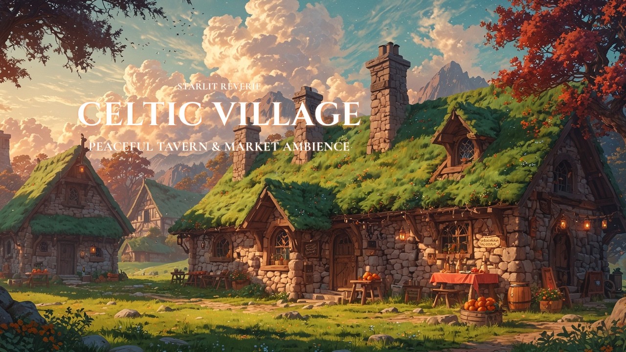 Medieval Village Market & Celtic Music | Peaceful Fantasy Tavern Ambience for D&D & Focus