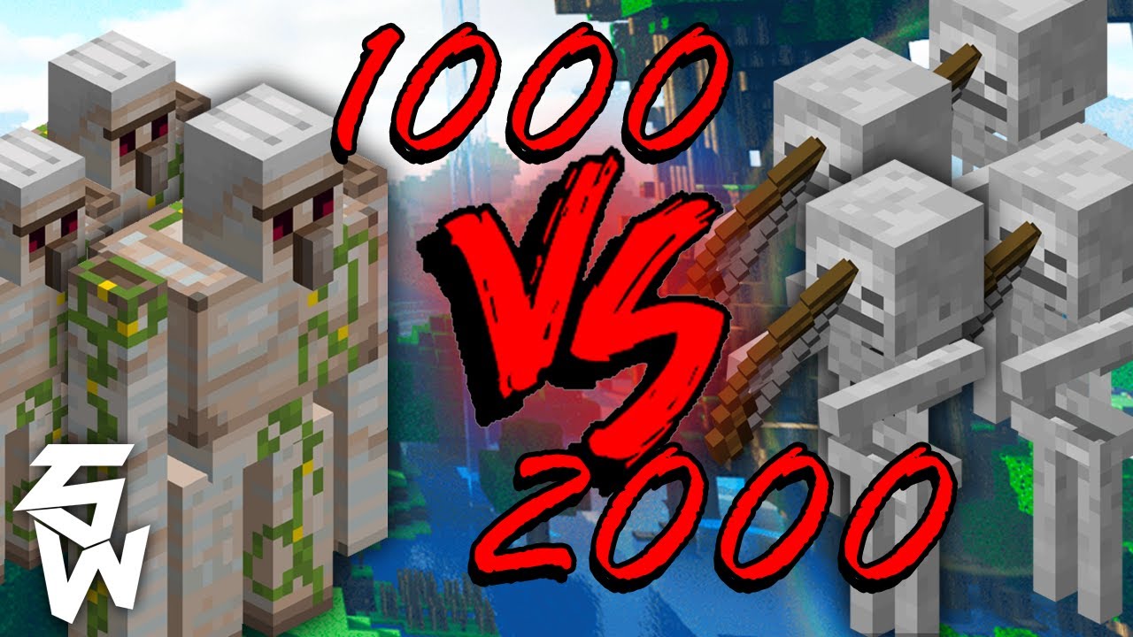 Minecraft Експеримент | 1000 Айрън Голема VS 2000 Скелета