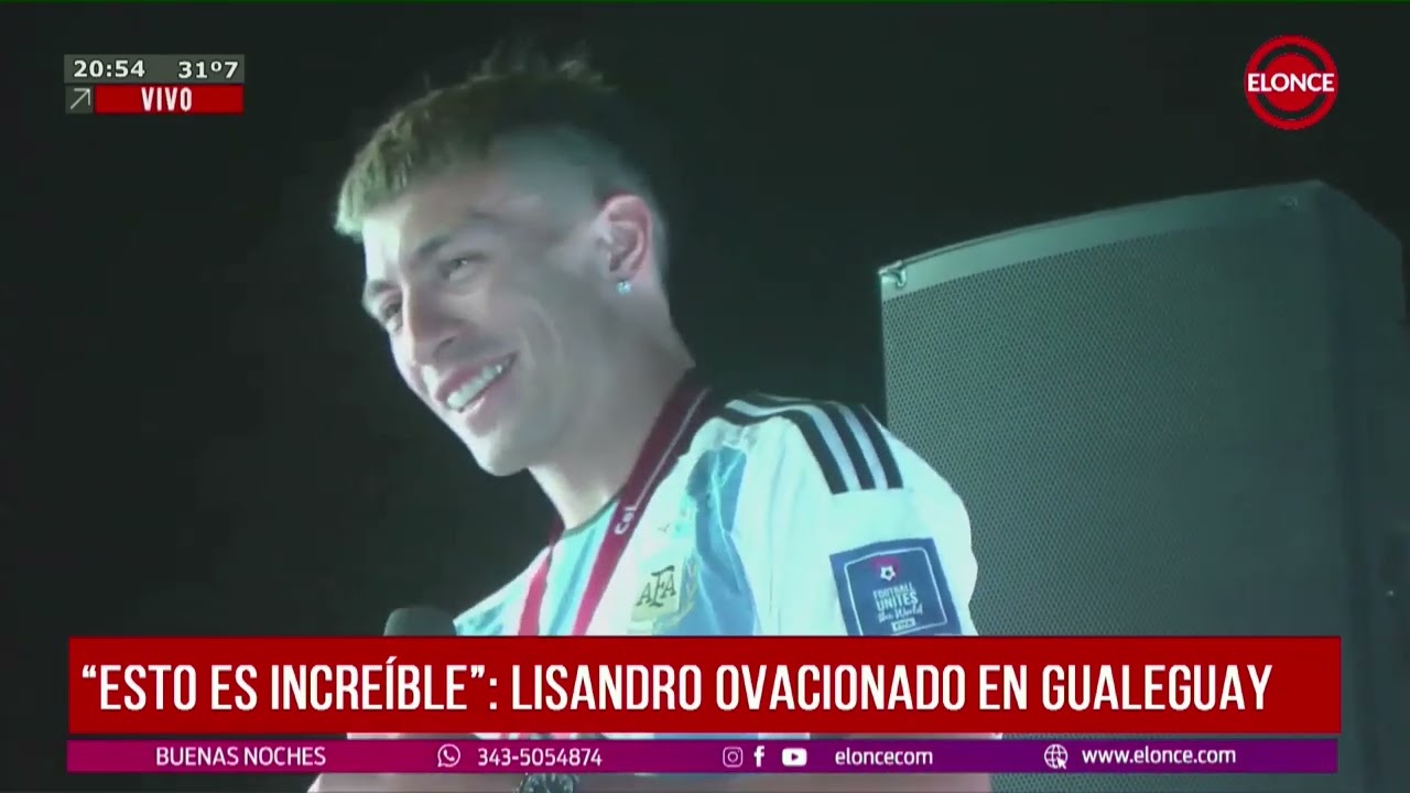 Emocionante recibimiento a Lisandro Martínez en Gualeguay: las palabras del campeón