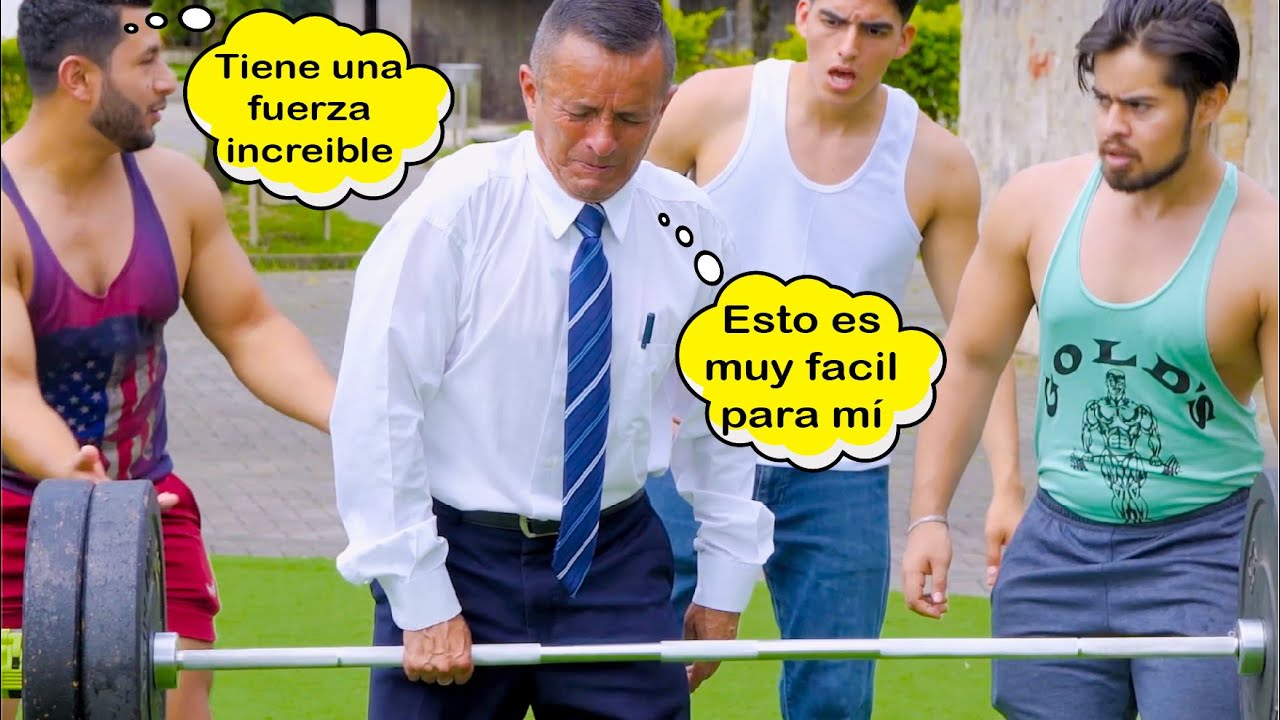 Abuelo compite con tres musculosos por dinero