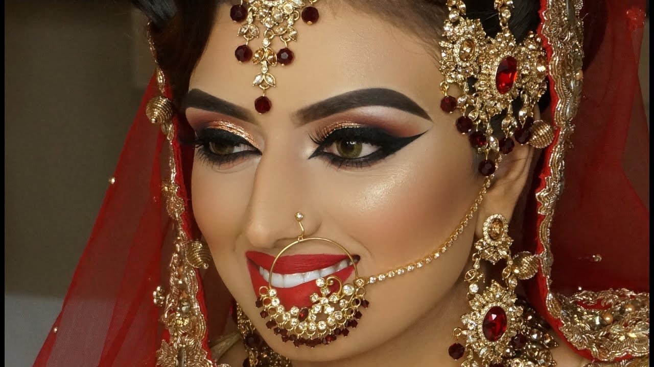 Real Bride | Asian Bridal Traditional Makeup | Dramatic Winged Liner | Cat Eyes And Red Lipstick