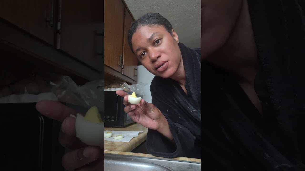 eating boiled eggs and yapping.