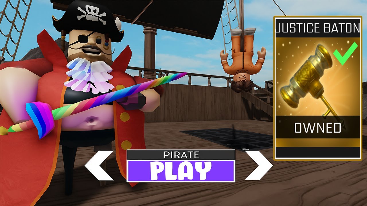 RAINBOW PIRATE BARRY'S PRISON RUN! (OBBY) - Justice Baton New Item Unlocked All Morphs Gameplay
