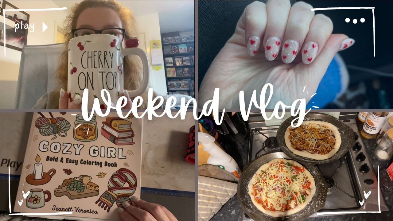 Weekend Vlog | Hair Care, Getting My Nails Done for Valentines Day & Pizza Party ❤️🍷🍒🍕