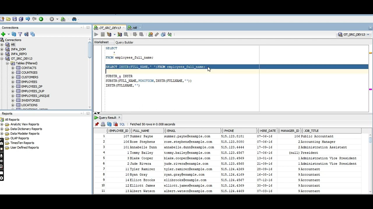 Как разделить full_name на first_name и last_name в SQL и преобразовании информационного выражения.