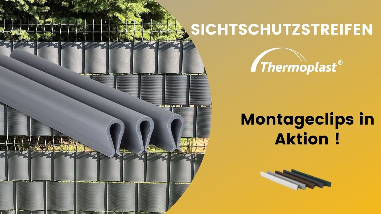 Sichtschutzstreifen Thermoplast - Montageclips in Aktion!