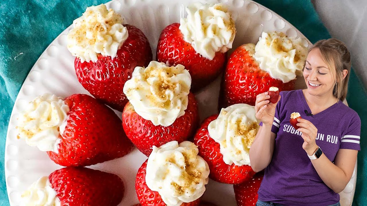 Super EASY Strawberries Filled with Cheesecake