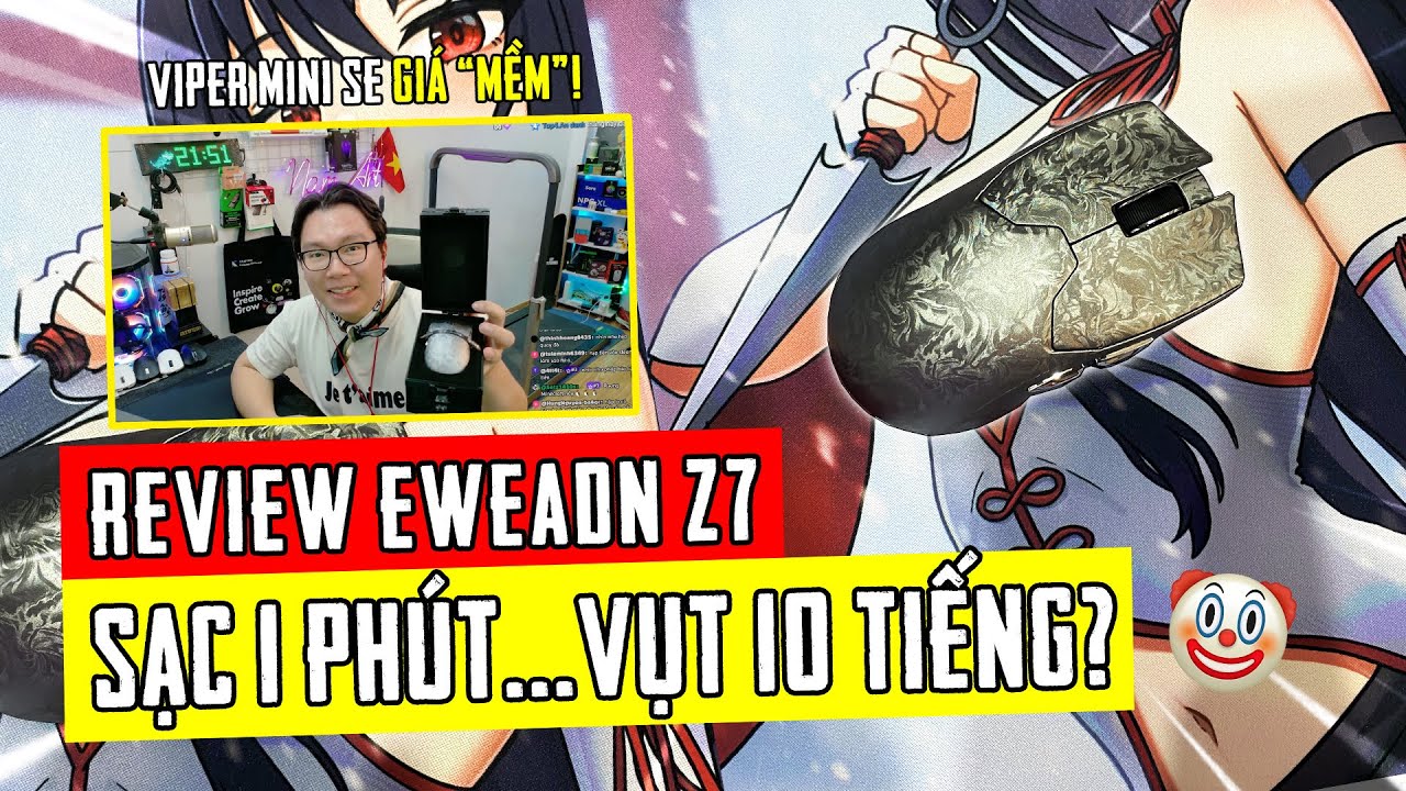 CHUỘT GAMING CARBON SẠC 1 PHÚT DÙNG 10 TIẾNG LÀ CÓ THẬT? REVIEW EWEADN Z7 cùng Nam Art