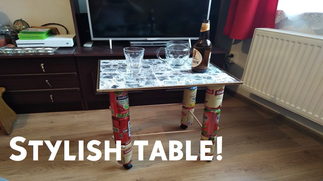 Stylish table made of cans and old things!