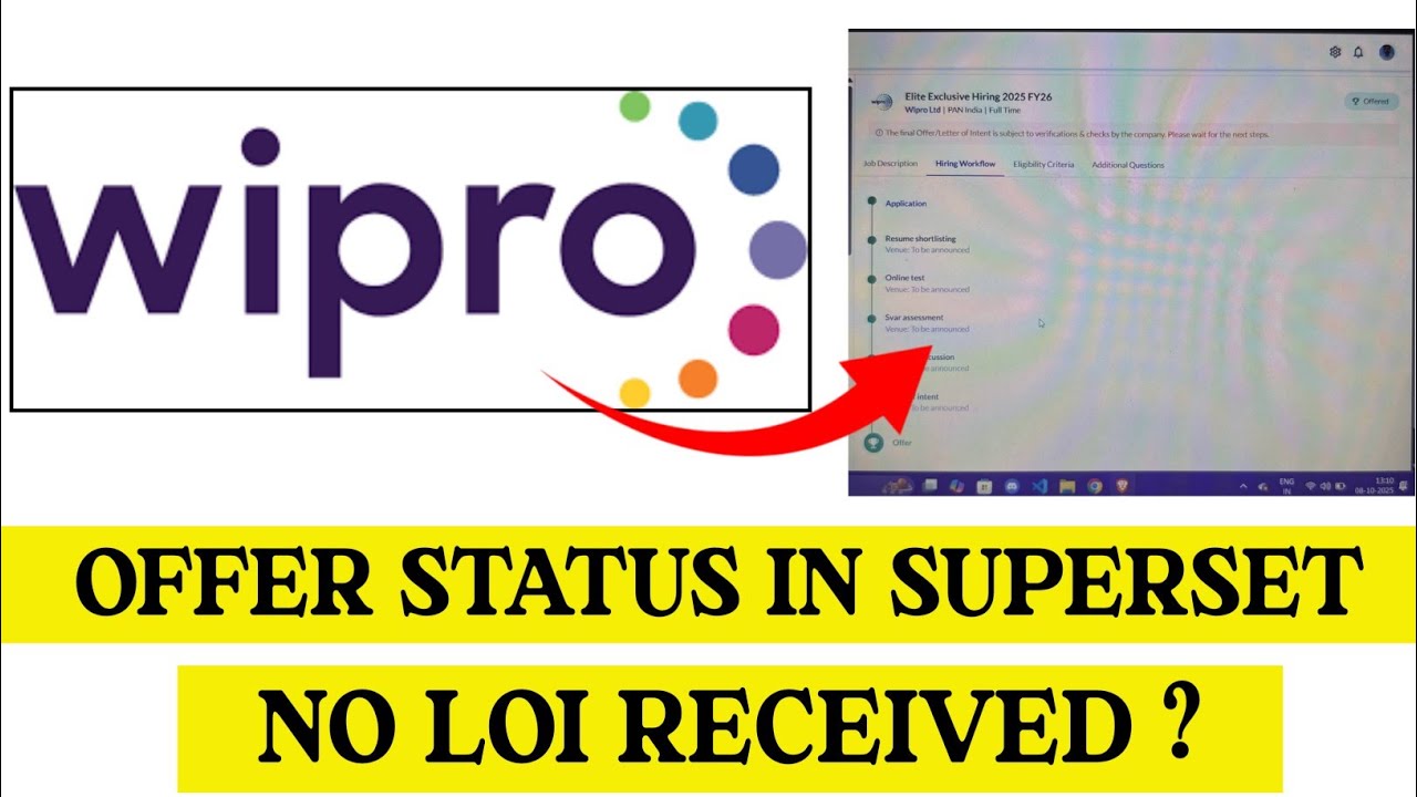 Wipro OFFER Status in SuperSet | Wipro LOI Not Received ? | Wipro Elite  Results 2025