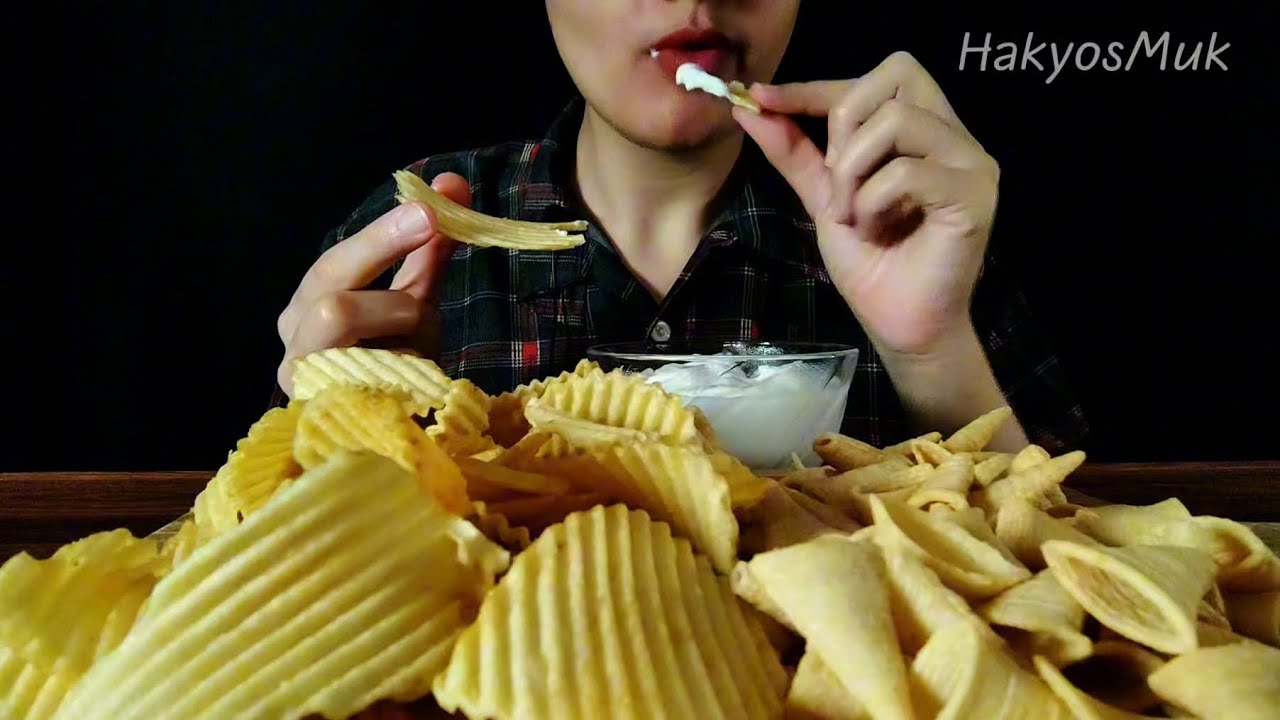 Eating Chips with Yogurt Dip | Ridge Chips & Bugles | No Talking ASMR 😋✨