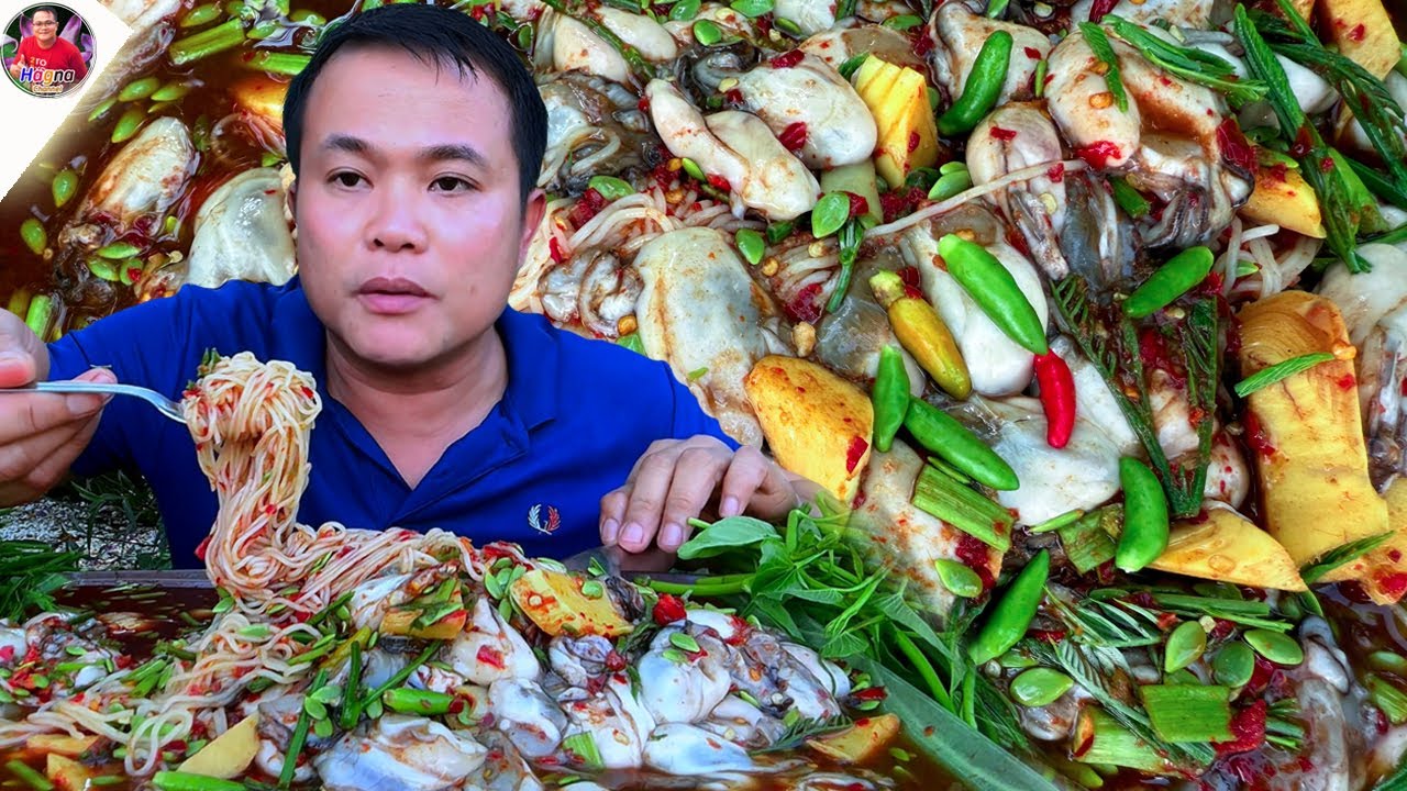 ตำซั่วหอยนางรม ยอดกระถิน ผักบุ้งกรอบๆ แซ่บๆ จ้วดๆ สุดยอดคัก