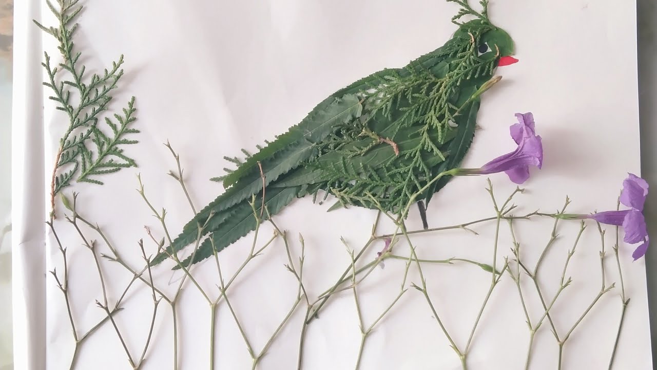 Beautiful bird made with leaves# shorts# trending # video# birds# leaves