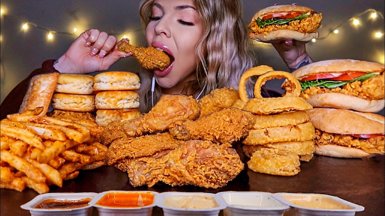 ASMR MOST POPULAR FOOD AT POPEYES (CHICKEN SANDWICH, FRIED CHICKEN, CAJUN FRIES, BISCUITS MUKBANG 먹방