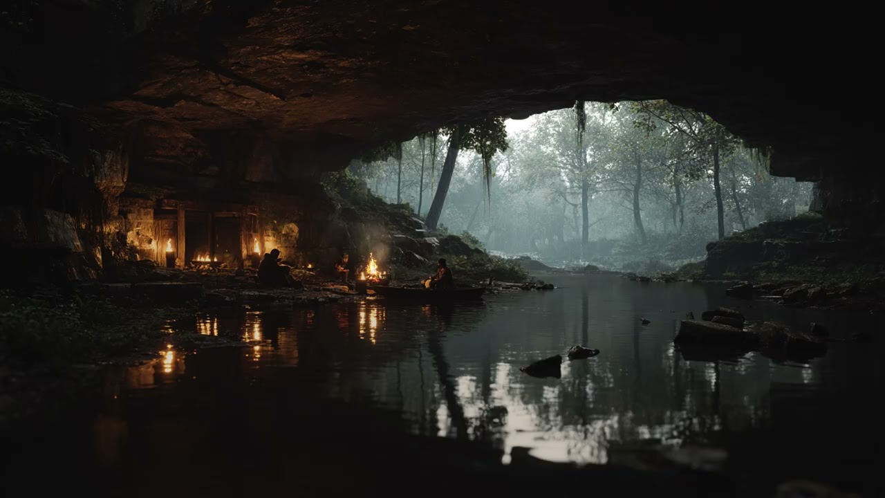 Dark Forest Cave During a Massive Night Storm | Intense Rain and Rolling Thunder