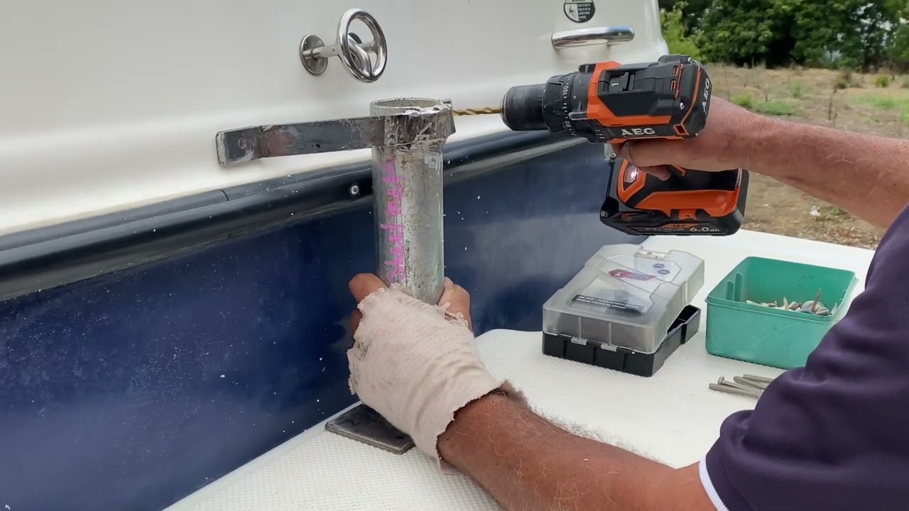 How to add a 6ft wakeboard ski pylon pole to a bayliner cuddy 210 boat for under $100 homemade diy