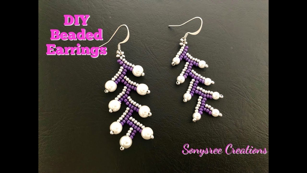 Herringbone Beaded Earrings || DIY Beaded Earrings || How to make Beaded Earrings