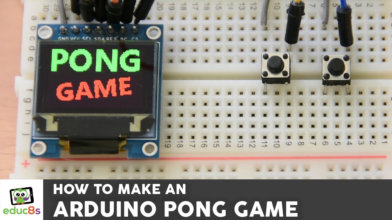 Arduino Game Project: Pong Game using an Arduino Uno and Color OLED display (SSD1331). Easy tutorial