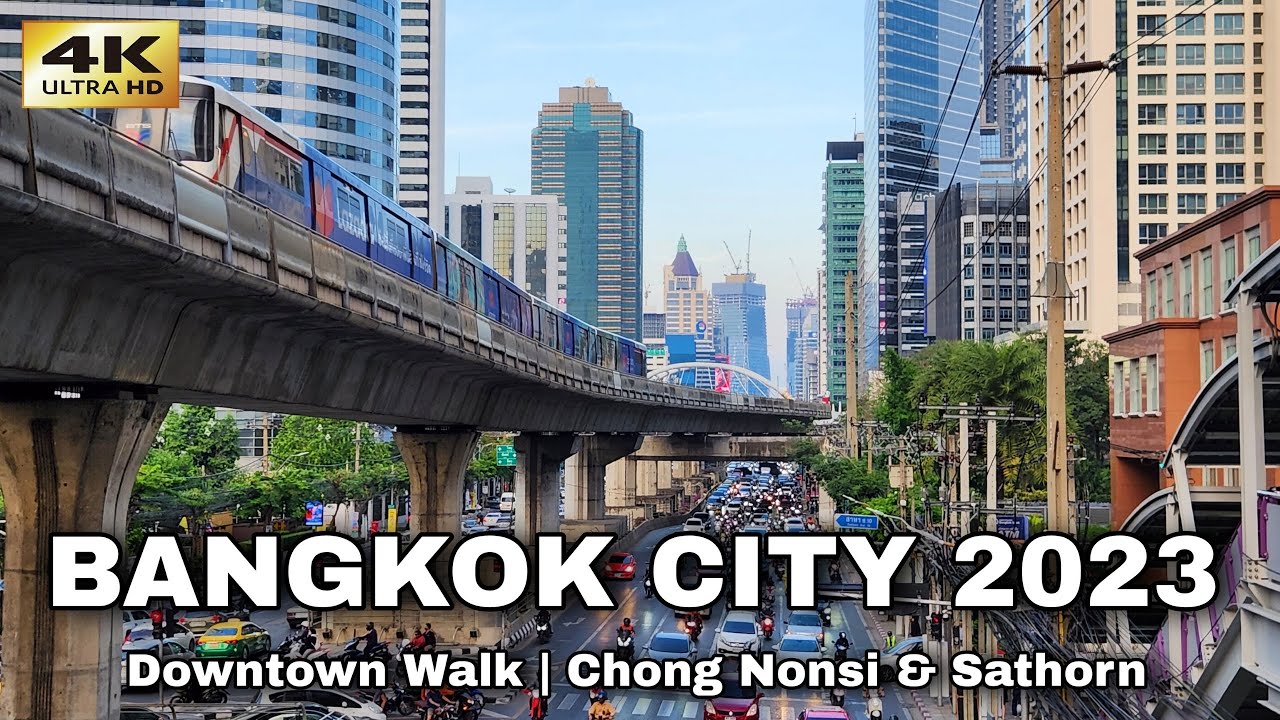 [4K] Bangkok Downtown Walk | Chong Nonsi & Sathorn (Saint Louis BTS Station) | Thailand 2023