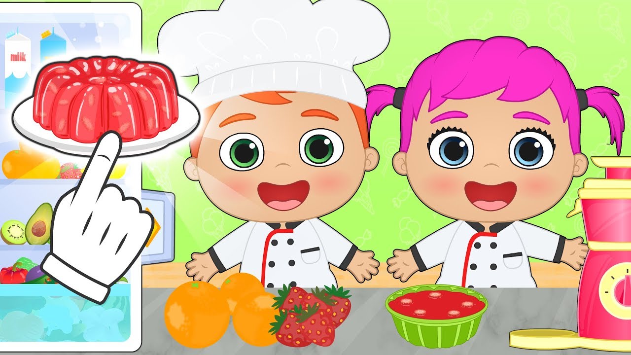 BABY ALEX and LILY learn how to make fruit jelly | Easy cooking recipes for boys and girls