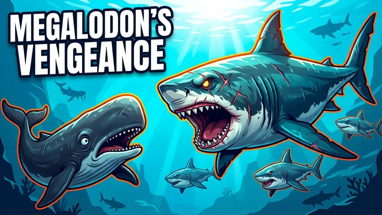 Ancient Ocean Horror A 65-Ton Leviathan Whale Dominate the Sea Until Megalodon Pup Call in a 100-Ton