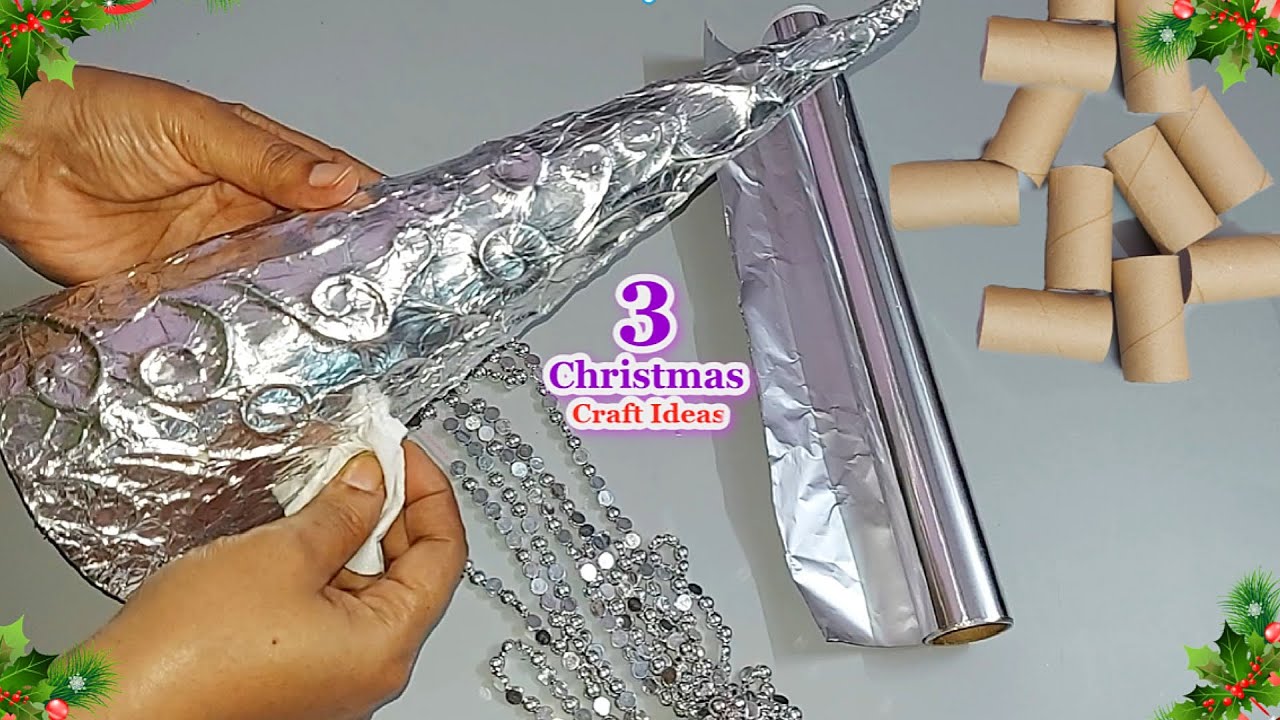 Economical 3 Christmas Decoration with Aluminium Foil & Empty roll | DIY Christmas craft idea🎄151