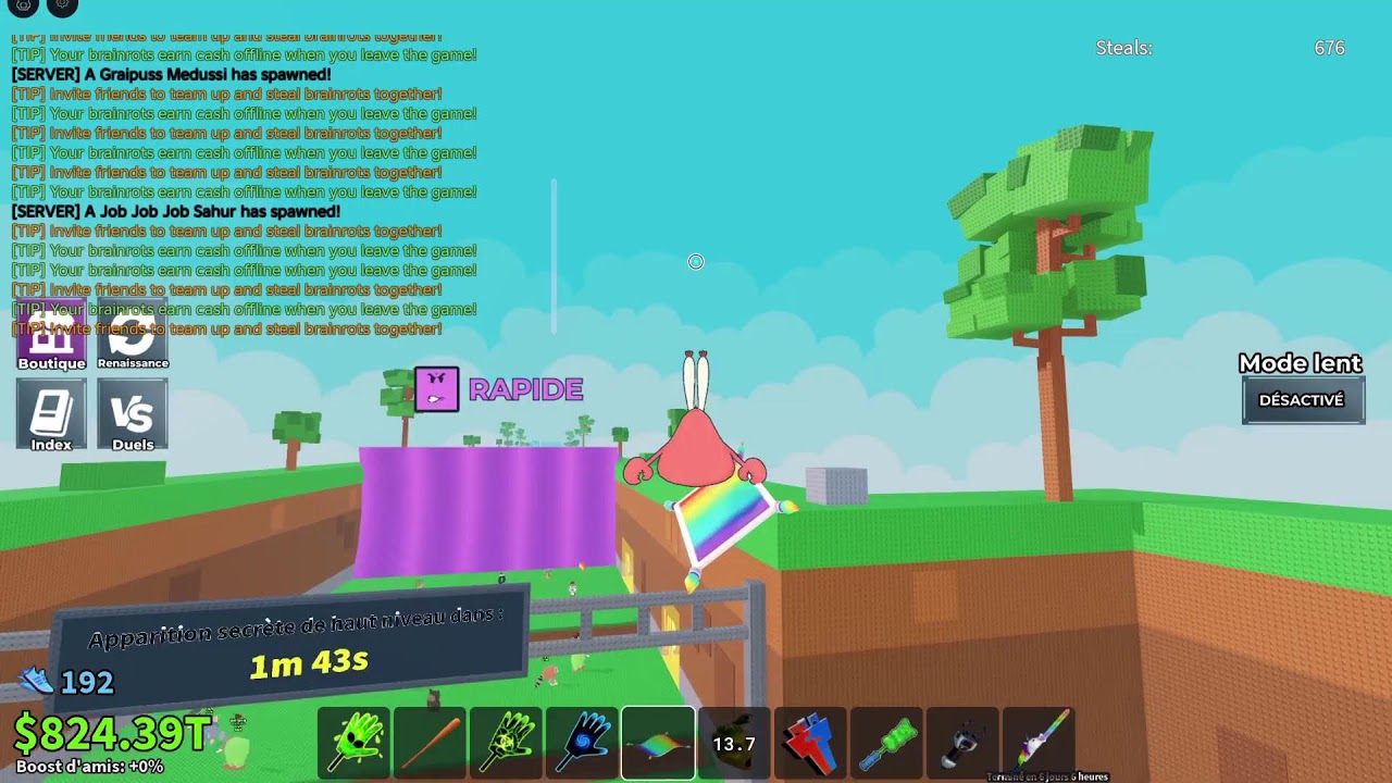 Live trade machin Noël Brainrod en prio