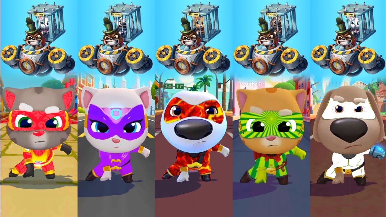Talking Tom Hero Dash All Characters Unlocked & Defeated The Raccoons Boss New Ultra Heroes Gameplay