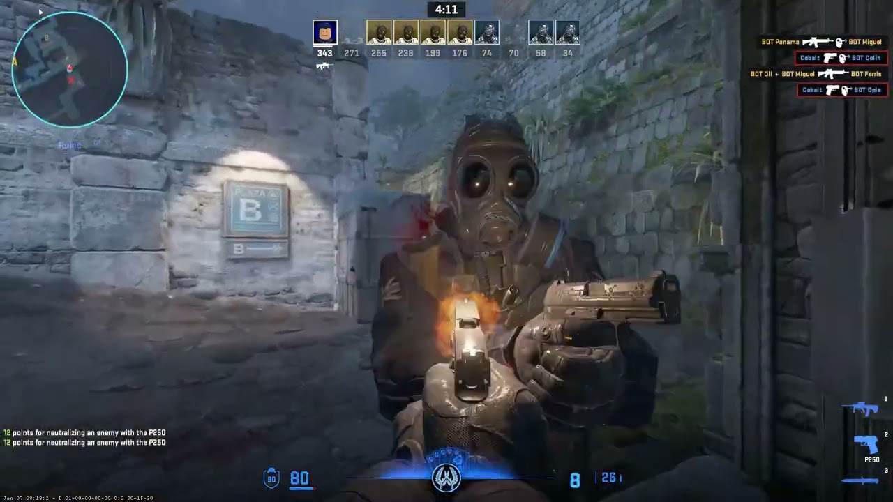CS2 Deathmatch with bots but I can only use PISTOLS (it was hard)