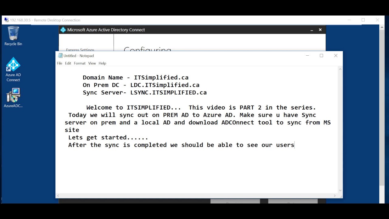 Azure - On Prem AD Sync (Part 2)