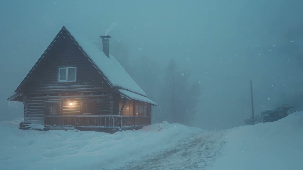 Intense Blizzard Strikes a Lonely Log Cabin┇Blizzard Sounds for Sleeping┇Howling Wind & Blowing Snow