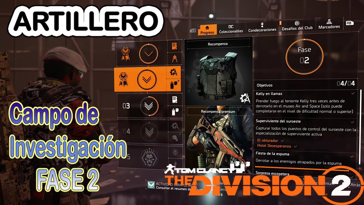 ARTILLERO Campo de Investigacion Fase 2 - The Division 2