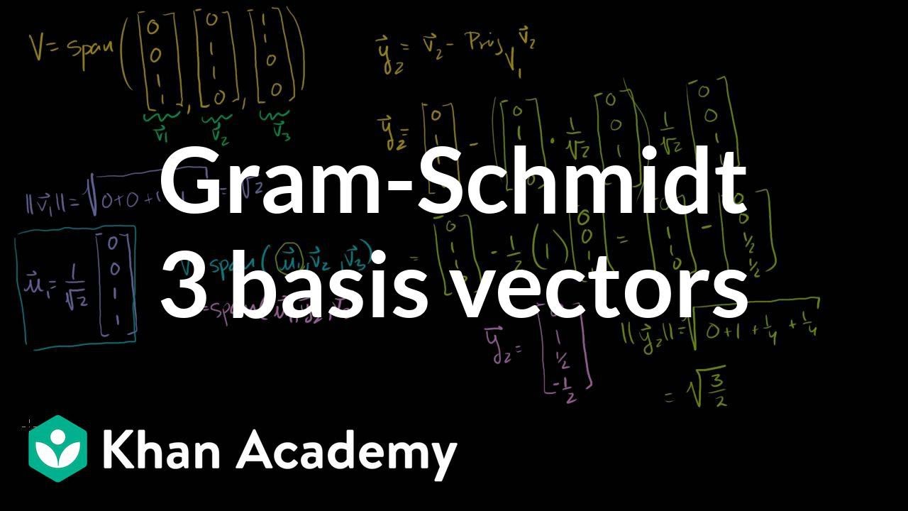 Gram-Schmidt example with 3 basis vectors | Linear Algebra | Khan Academy