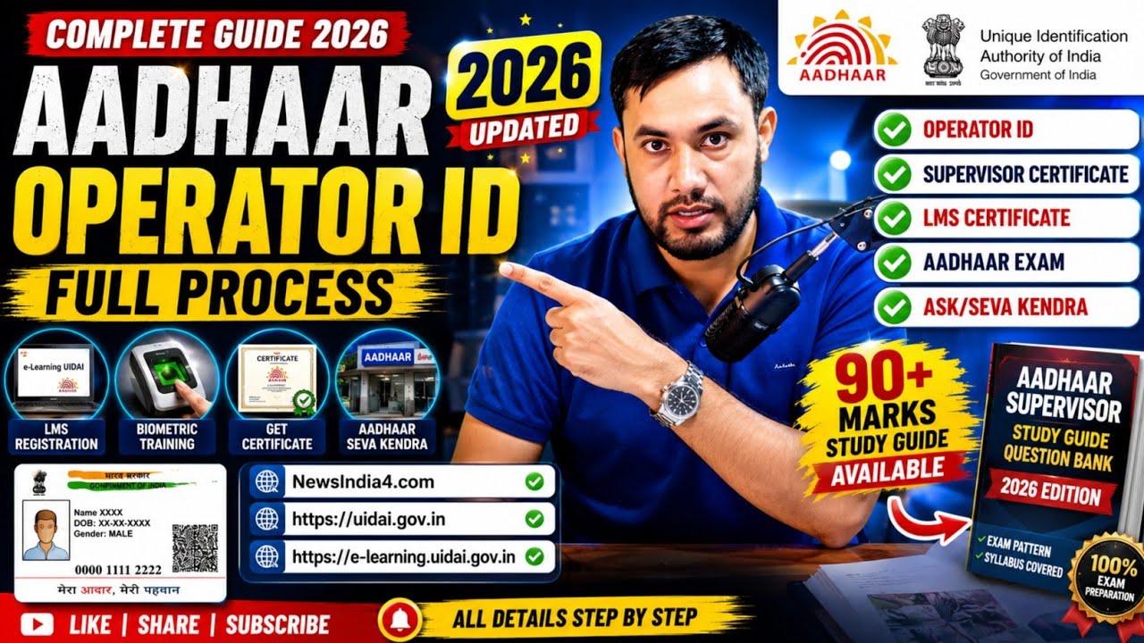 Aadhaar Operator ID 2026 Complete Process | LMS Certificate | Supervisor Exam | UIDAI Latest Update