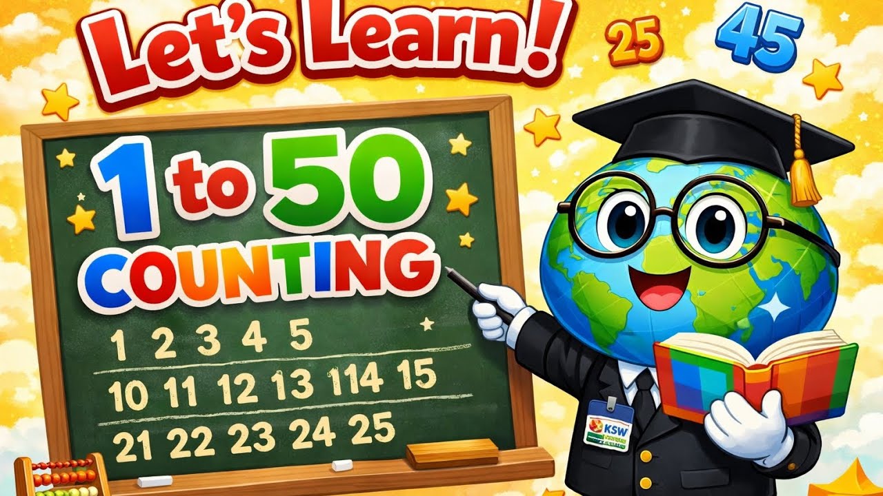 Counting 1 to 50 | Learn Numbers 1–50 for Kids | @Kids Study world🌍