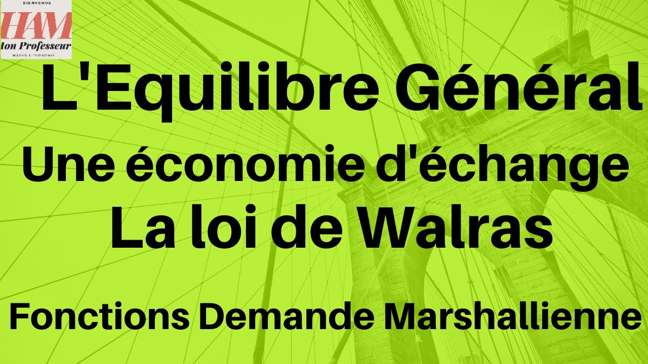 TD5-Equilibre Général-EX2 : Economie d'Echange, Fonctions de Demande, Loi de Walras, Demandes Nettes