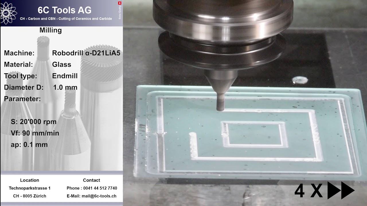 Milling of glass with PCD Endmill.