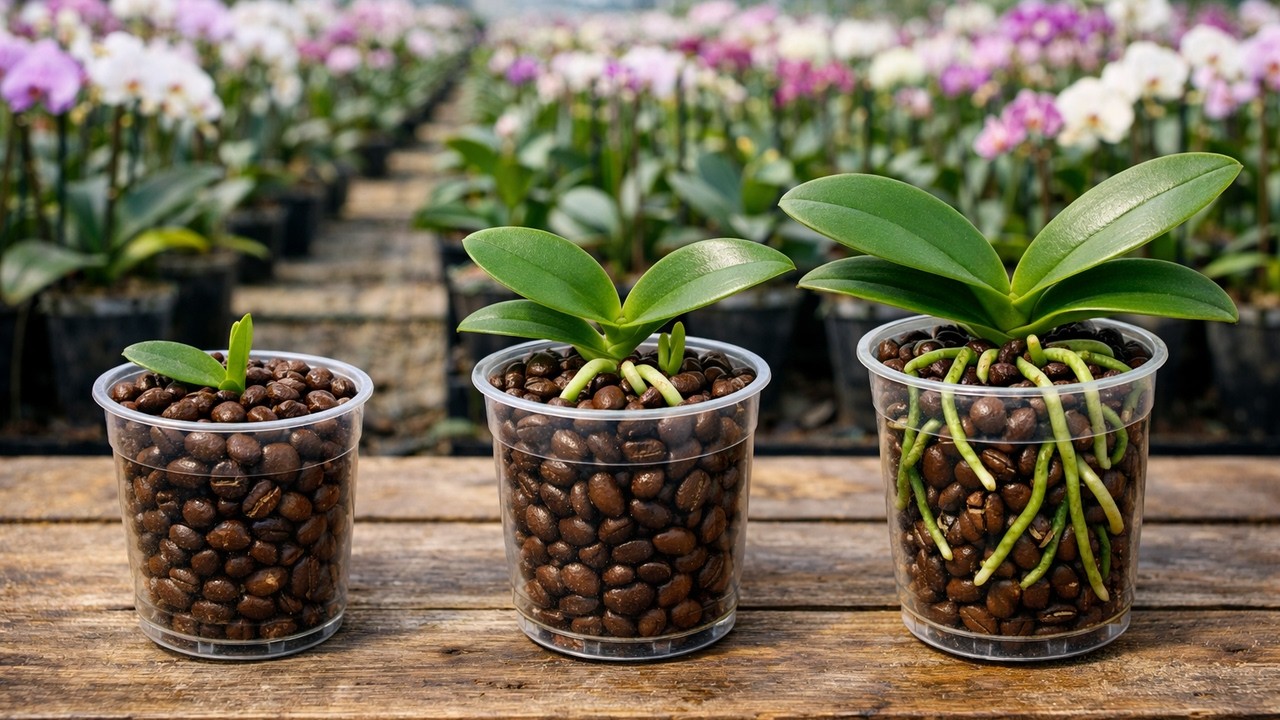 Just one cup of coffee! Propagating 1000 orchid plants is easy.