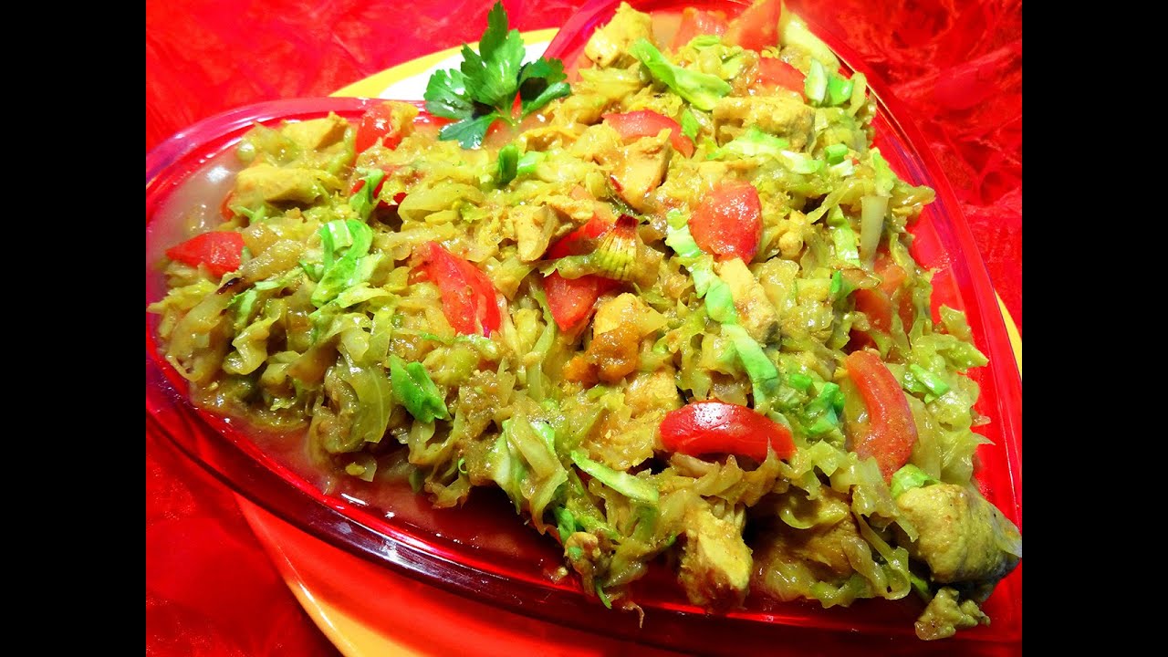 Surinaamse Roti kip met kool in Hindoestaanse masala